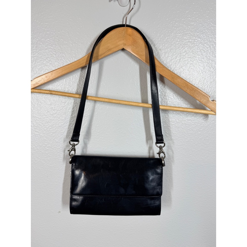 Hobo International Shoulder Bag Purse Women's Black Leather Wallet Minimalist